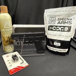 PACK LASER PR&Ecirc;T A TIRER PISTOLET GLOCK 17 GEN5 MOS BBS 6MM GAZ