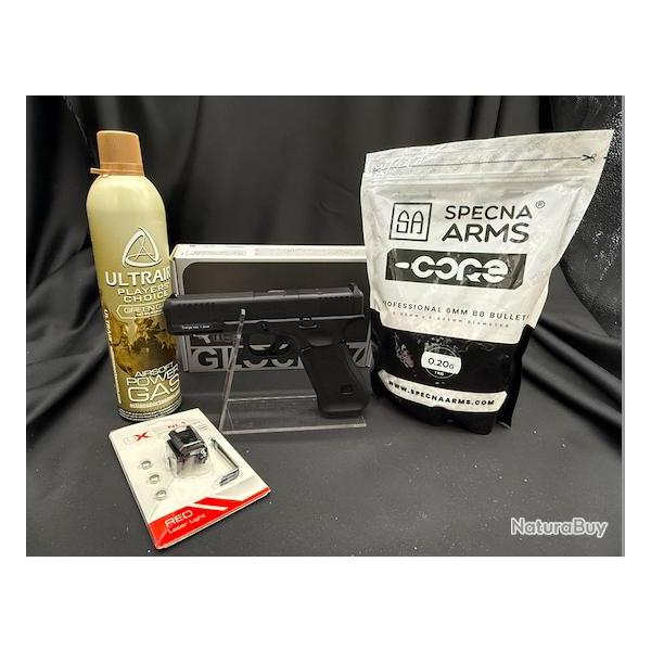 PACK LASER PR�T A TIRER PISTOLET GLOCK 17 GEN5 MOS BBS 6MM GAZ