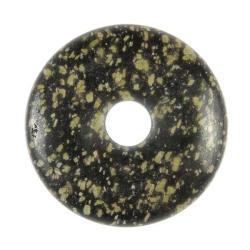 Donut Pi Chinois en porphyre imp&eacute;rial vert pour pendentif 5 cm