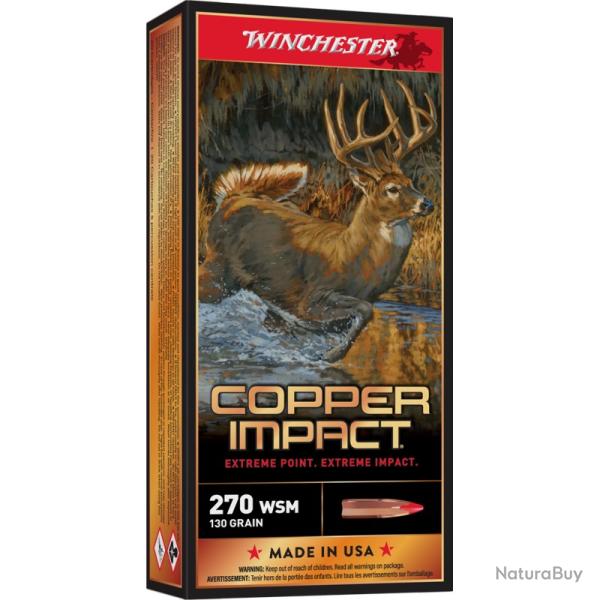 LOT DE 40 MUNITIONS WINCHESTER EXTREME POINT COPPER IMPACT CAL 270WSM  130GR