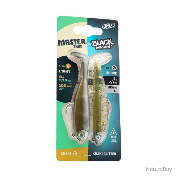 Mix leurre souple FIIISH Master shad / Black minnow 8g Khaki / Khaki glitter