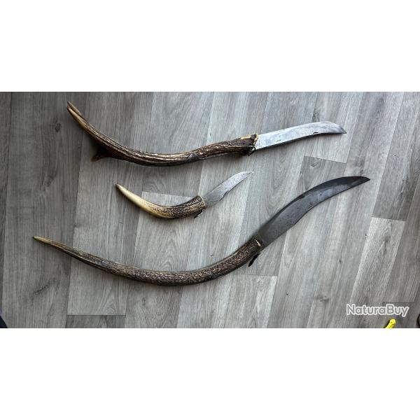 3  Couteaux au corne de cerf.
