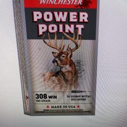 Winchester power point 308 win 180 grains 20 munitions