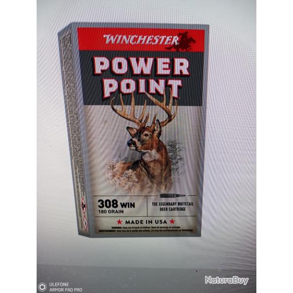 Winchester power point 308 win 180 grains 20 munitions