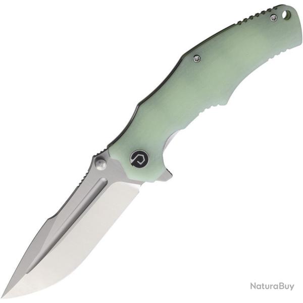 Couteau Defcon Drop Point Lame Acier 14C28N Manche G10 Jade Linerlock Clip TD1004FL