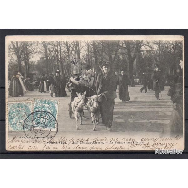 Carte Postale Ancienne - Champs-�lys�es, La Voiture aux Ch�vres -N�8376