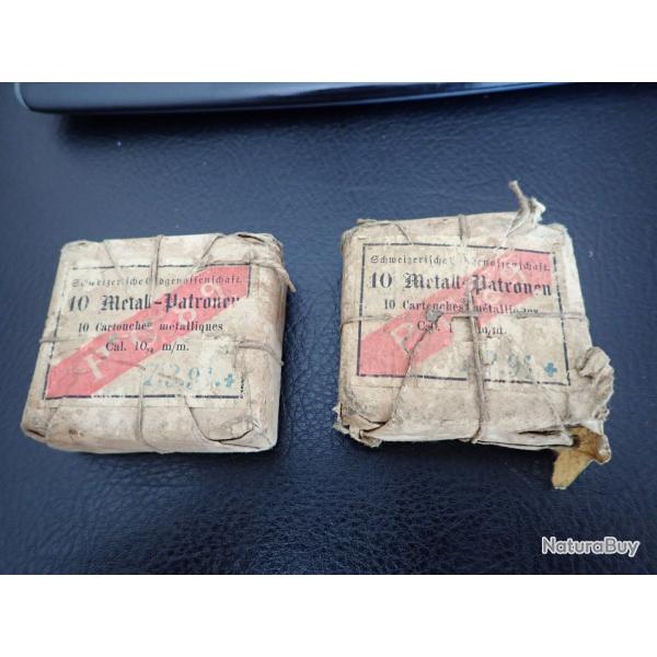 Lot de 2 boites de 10 CARTOUCHES 10.4x38R VETTERLI MODELE 1878. PERCUSSION ANNULAIRE
