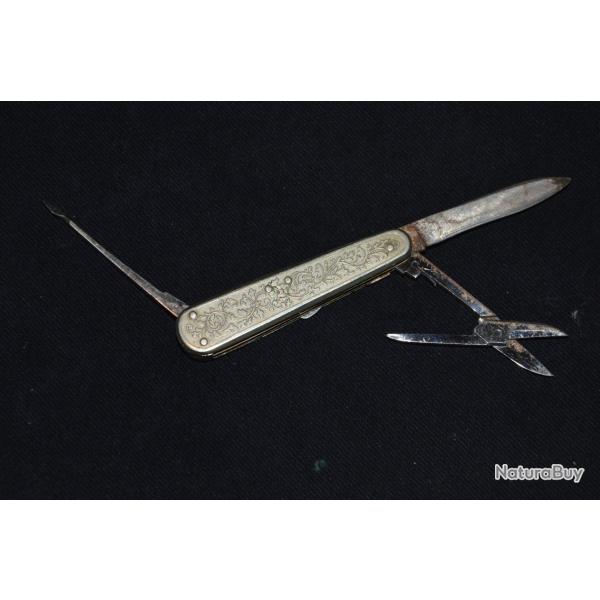 PETIT COUTEAU PLIANT DE MANUCURIE MULTI FONCTIONS-BELLE EPOQUE-ART NOUVEAU-