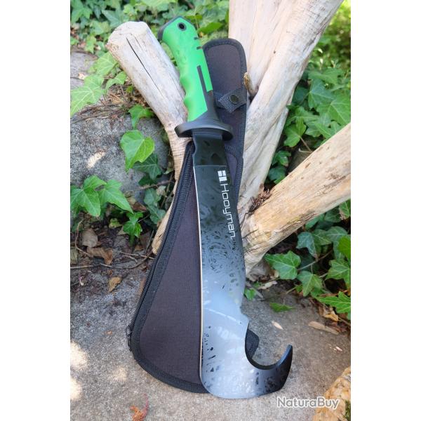Kukkri Bolo Bowie Machette Elagueur Lame Acier 3Cr13 Manche ABS Green Etui Nylon Ouvrier Forestier