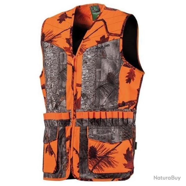 Gilet de chasse sans manche orange et camouflage fluo Treeland T600 - Taille S