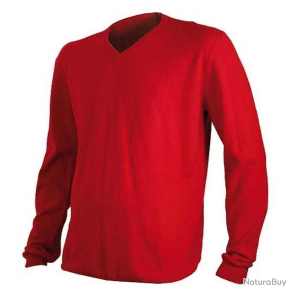 Pull rouge col en V Somlys - XXL