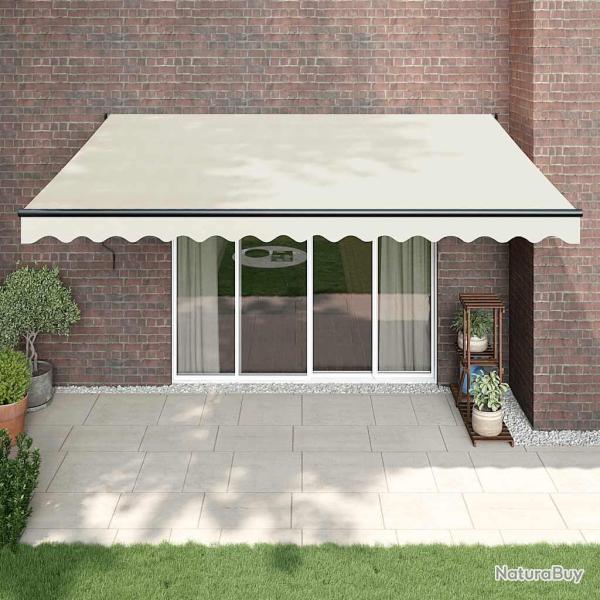 Auvent r�tractable cr�me 4x3 m tissu et aluminium