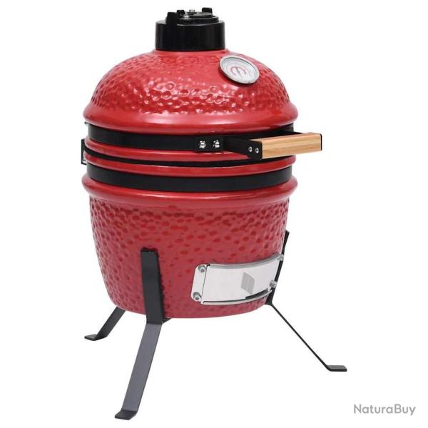 Barbecue � fumoir 2-en-1 C�ramique 56 cm Rouge