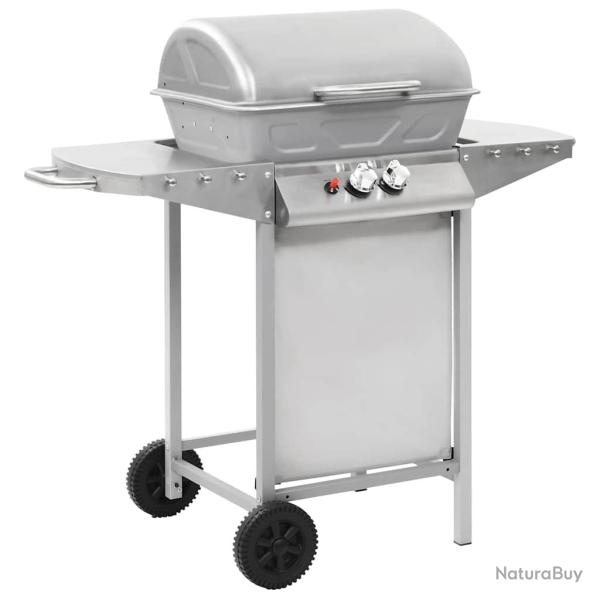 Barbecue � gaz avec 2 zones de cuisson Acier Argent�