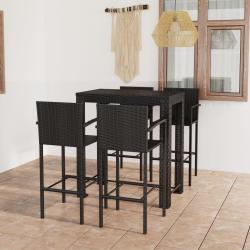 Ensemble de bar d'ext&eacute;rieur 5 pcs accoudoir R&eacute;sine tress&eacute;e Noir