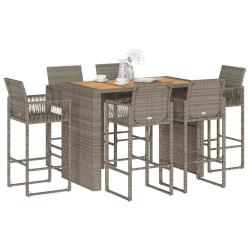 Ensemble de bar de 7 pcs sans coussins gris poly rotin