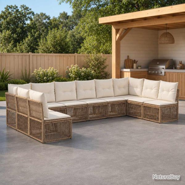Ensemble de canap� de 10 pcs Beige polyrotin