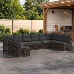 Ensemble de canap&eacute; de 10 pcs Gris polyrotin