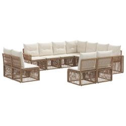 Ensemble de canap&eacute; de 11 pcs Beige et blanc cr&egrave;me
