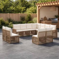 Ensemble de canap&eacute; de 11 pcs Beige et blanc cr&egrave;me