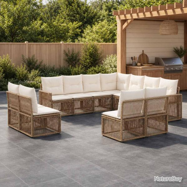 Ensemble de canap� de 11 pcs Beige et blanc cr�me