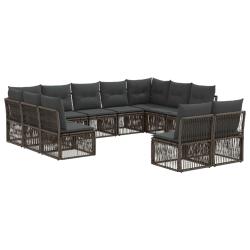 Ensemble de canap&eacute; de 11 pcs Gris polyrotin