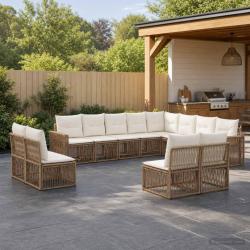 Ensemble de canap&eacute; de 12 pcs Beige et blanc cr&egrave;me