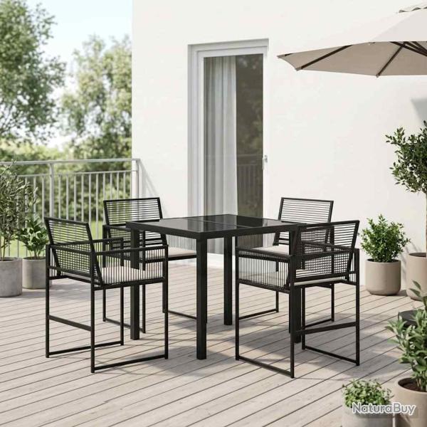 Ensemble de salle � manger pour 5 pcs Noir polyrotin