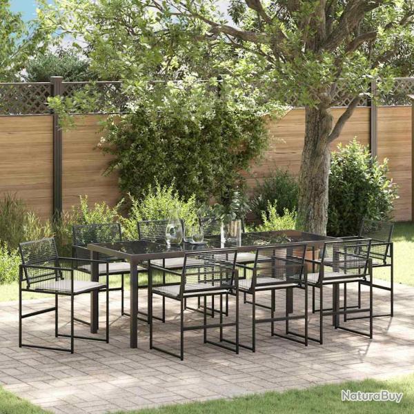 Ensemble de salle � manger pour 9 pcs Noir polyrotin