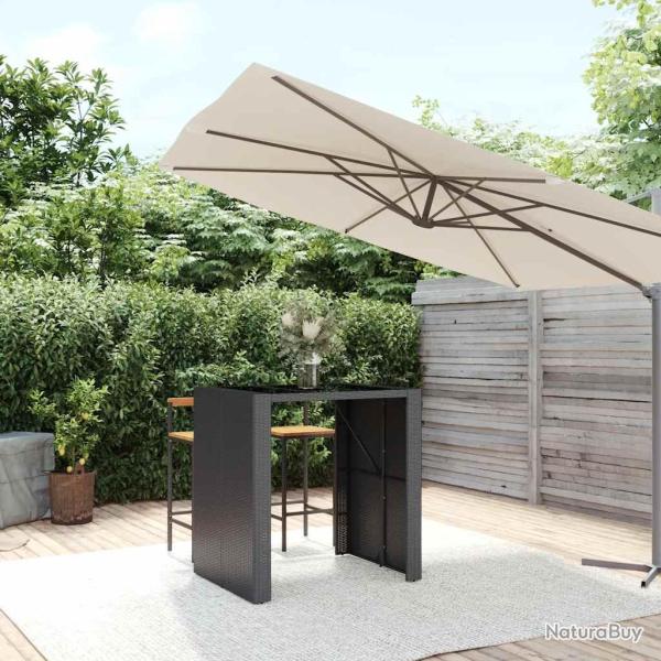 Table de bar et dessus en verre noir 105x80x110 cm poly rotin