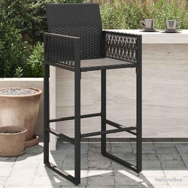Tabourets de bar de lot de 2 noir r�sine tress�e