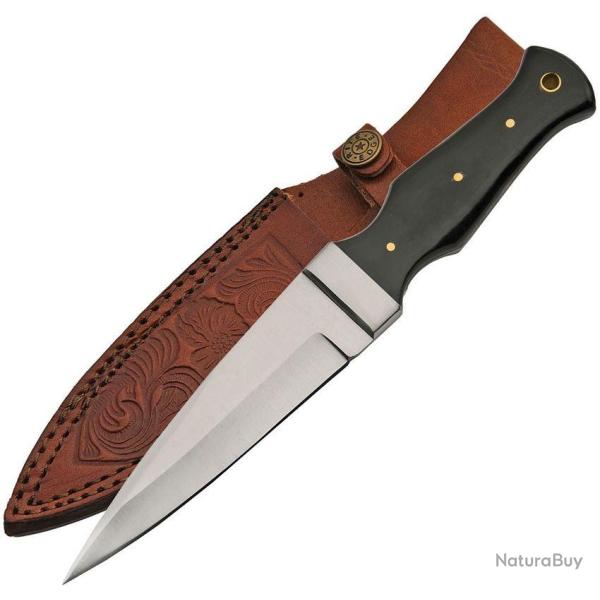 Couteau fixe fa�on Dirk Rite Edge de botte avec �tui cuir manche corne de buffle