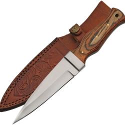Couteau fixe fa&ccedil;on Dirk Rite Edge de botte avec &eacute;tui cuir manche Pakka
