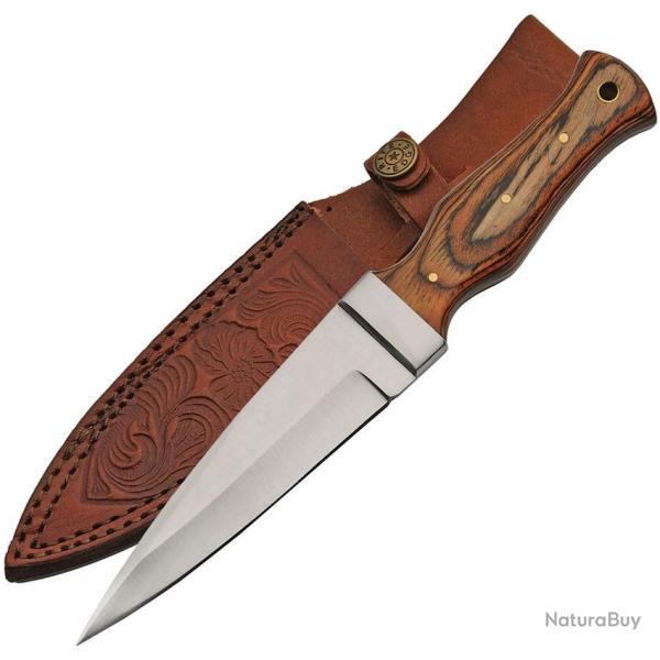 Couteau fixe fa�on Dirk Rite Edge de botte avec �tui cuir manche Pakka
