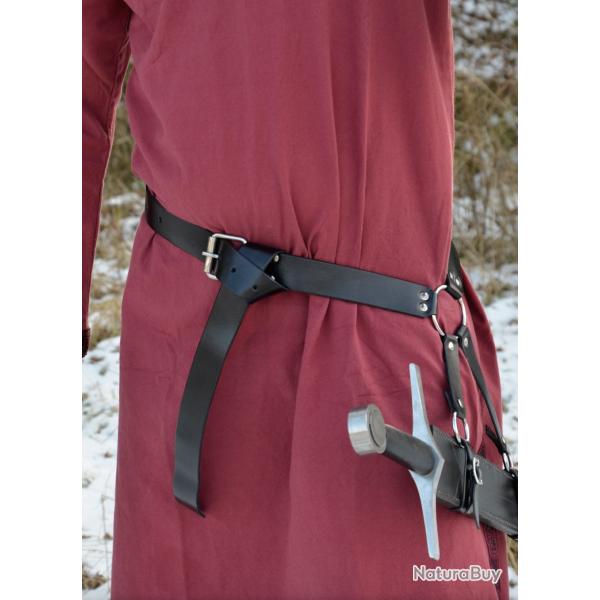 Ceinture d'�p�e m�di�vale en cuir noir