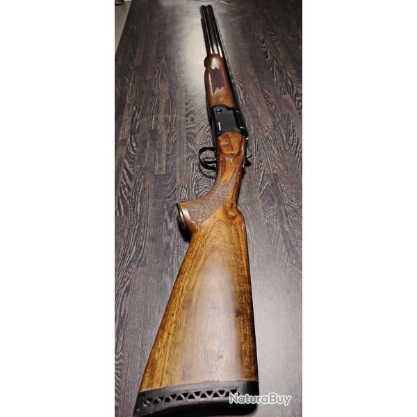Fusil superpos� Khan Arm int�gra cal 12/76 �prouv� bille d acier. Cinq chokes malette.