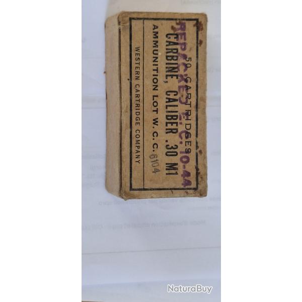 Tres rare bo�te de 50 munitions 30M1 dat�e 10 44 *repacked" vendu par poudrenoirepro