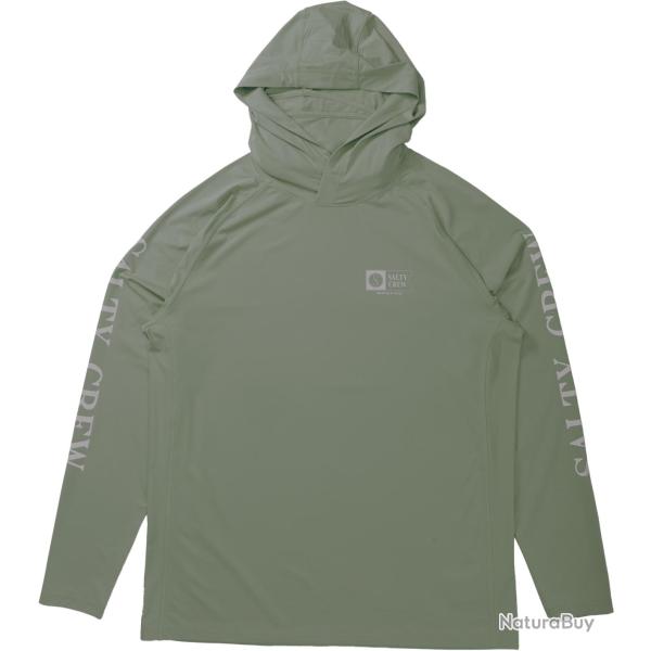 Tee shirt SALTY CREW Apex perforated hood + mask Oil green XL