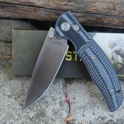 Couteau YSTART JIN02 Lame Acier D2 Satin Manche White/Black G10 | Axis Lock Clip