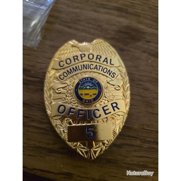 Insigne police am�ricaine Ohio officier num�ro 5