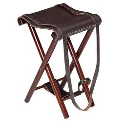Si&egrave;ge de battue 4 pieds en bois et cuir - Hauteur 65 cm