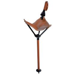 Canne Si&egrave;ge Ajustable en Cuir et M&ucirc;rier - R&eacute;glable 87 &agrave; 104 cm - Charge Max 120 kg