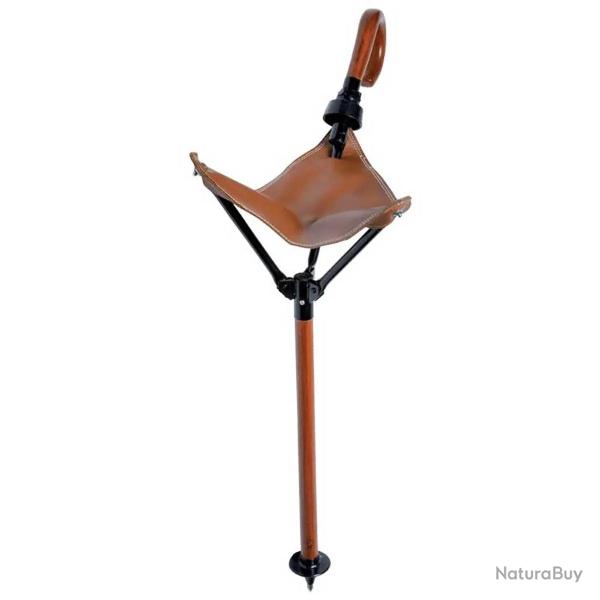 Canne Si�ge Ajustable en Cuir et M�rier - R�glable 87 � 104 cm - Charge Max 120 kg