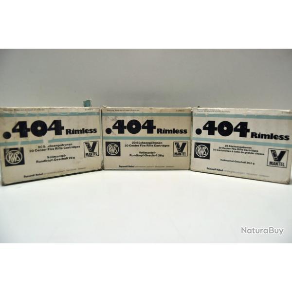 Lot de 3 boites de munitions RWS V-Mantel - Cal. 404 Rimless