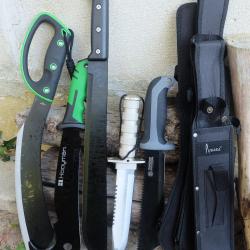 Lot de 5 Machette Kuukkri Lame Acier 3Cr13 Manche ABS Etui LOT POUR REVENDEURS Survie Outlaw Alaska