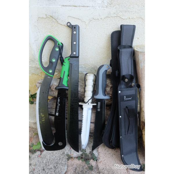 Lot de 5 Machette Kuukkri Lame Acier 3Cr13 Manche ABS Etui LOT POUR REVENDEURS Survie Outlaw Alaska