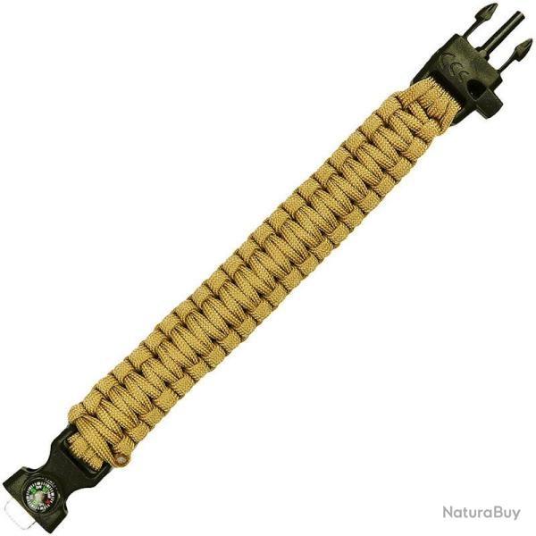 Bracelet paracorde boussole pierre � feu et sifflet 101 Inc coyote
