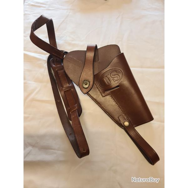 Haulster d'�paule en cuir marron US WW2