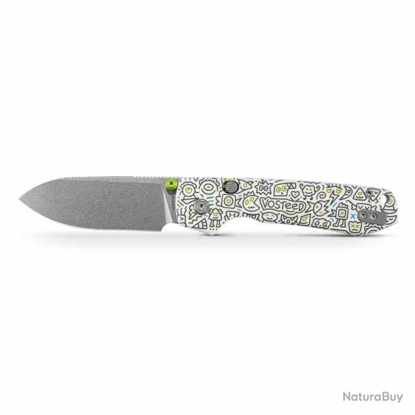 Couteau Vosteed Raccoon 2.0 Lame Acier 14C28N Manche G10 Doodle Monster Top Liner Lock Clip VOSA2933