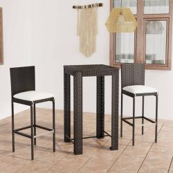Ensemble de bar d'ext&eacute;rieur 3 pcs coussins R&eacute;sine tress&eacute;e Noir